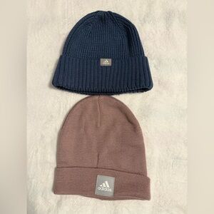 Adidas Blue and Brown Women’s  Beanie Set EUC